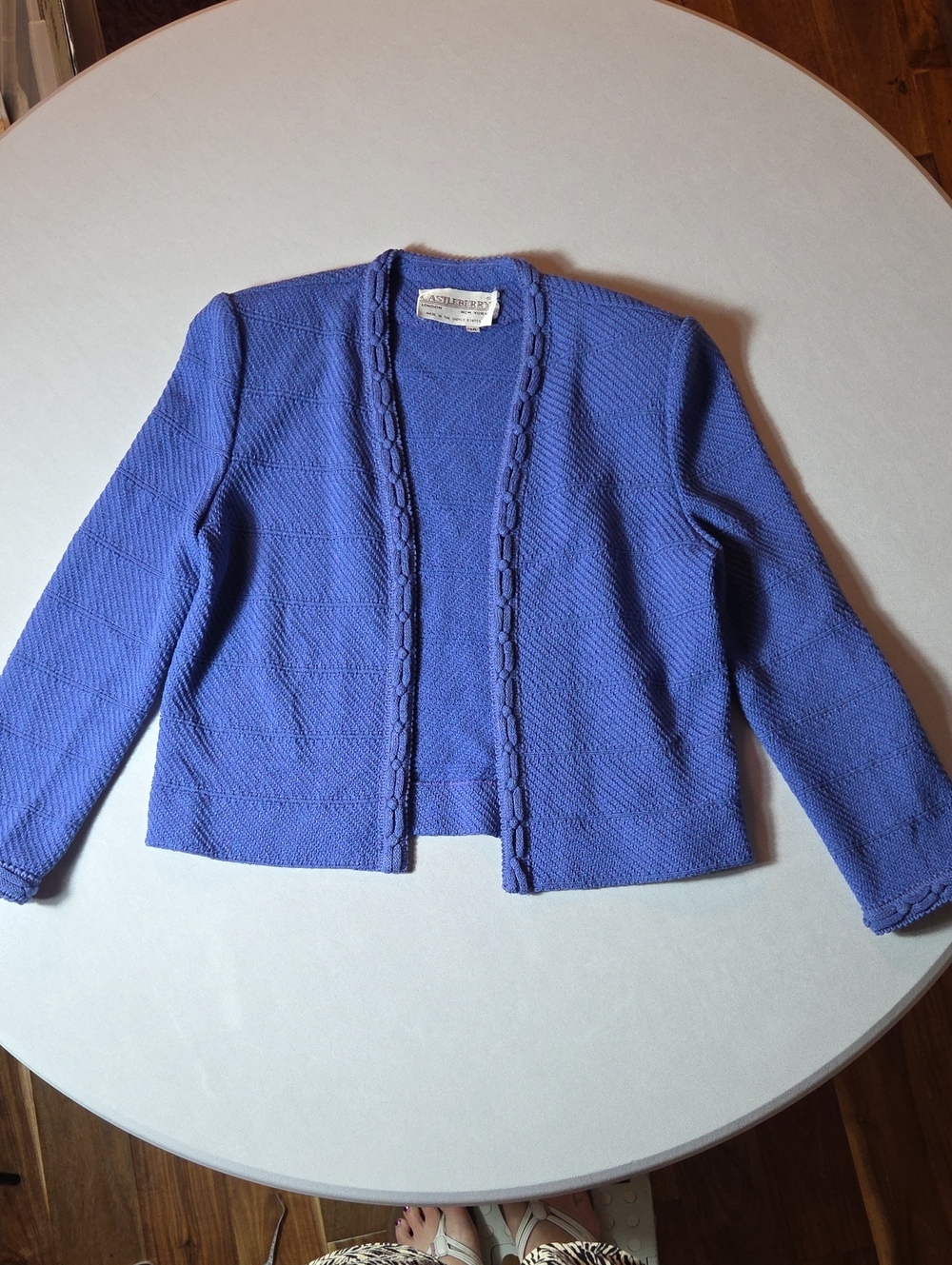 Castleberry Blue Structured Cardigan Size 14
